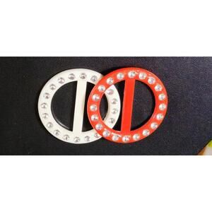 BELT SCARF SLIDE  Red And White Plastic 3" Diameter